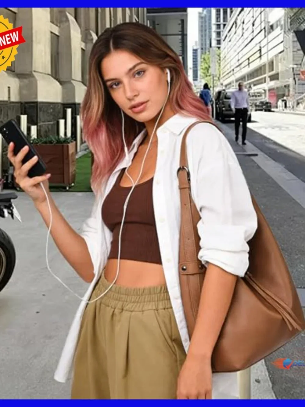 Genuine Leather Hobo Crossbody Shoulder Bag Medium Slouchy Tote Purse